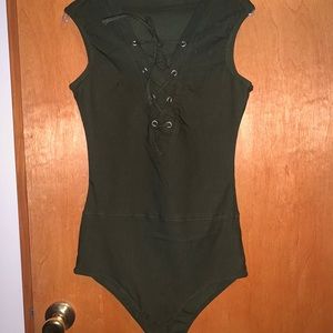 **SOLD** Green olive bodysuit